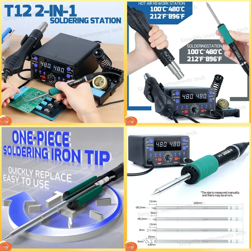 Hot Air Rework Station T12 - Stasiun Solder 775W 2 in 1