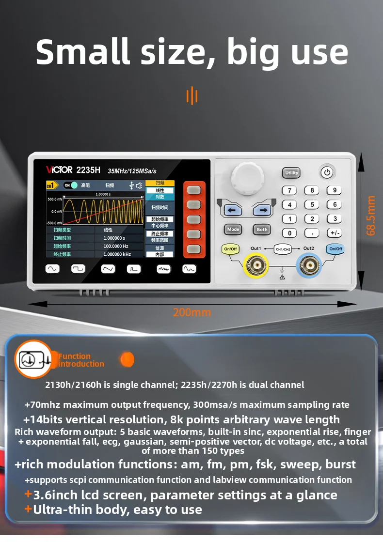 Function Arbitrary Waveform Generator - Generator Sinyal VICTOR Bentuk Gelombang Tunggal