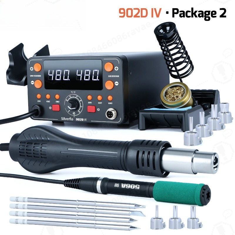 Hot Air Rework Station T12 - Stasiun Solder 902D-IV 775W dengan Alat