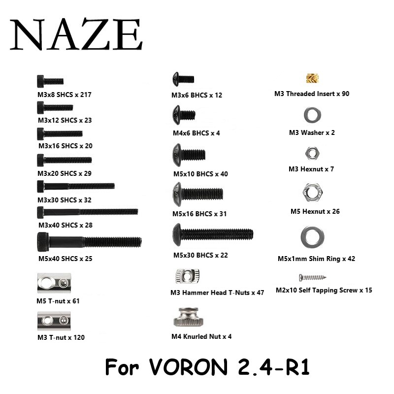 Voron 2.4 R2 Kit - Kit Lengkap Sekrup Pengencang Proyek DIY