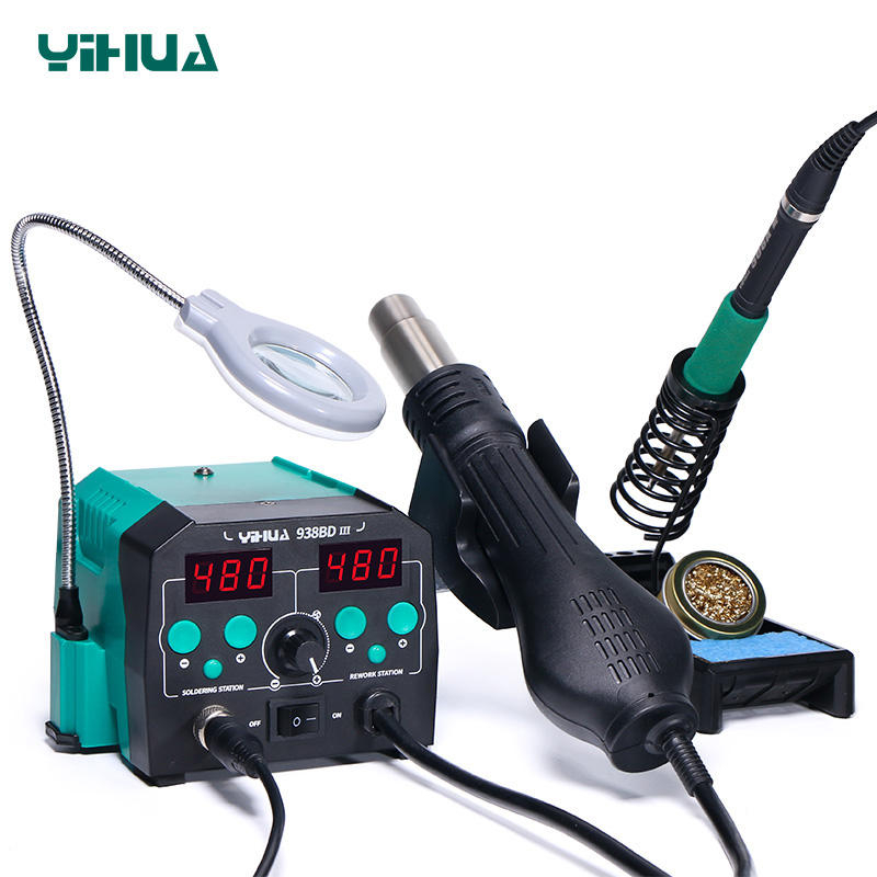 YIHUA 938BD-III 775W 2 in 1 St - Hot Air Rework Station T12 ulasan dan harga